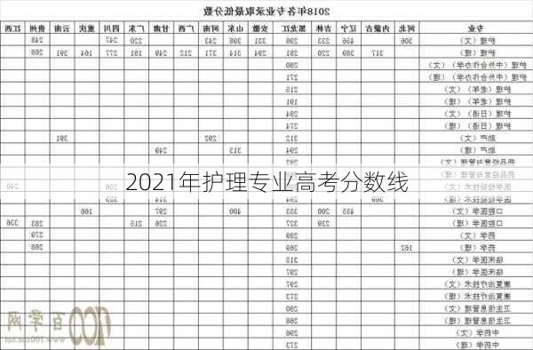 2021年护理专业高考分数线