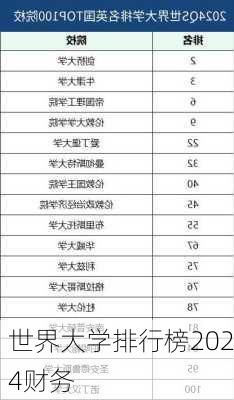 世界大学排行榜2024财务