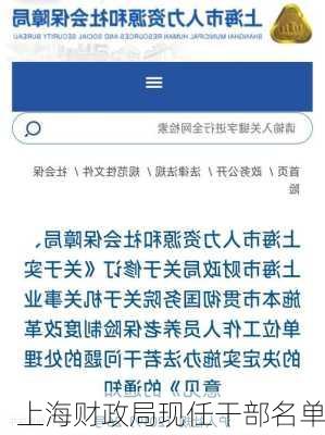 上海财政局现任干部名单