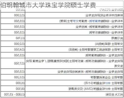 伯明翰城市大学珠宝学院硕士学费