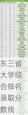 东三省大学综合排名录取分数线