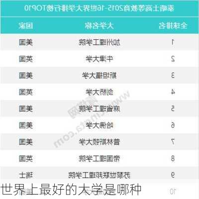 世界上最好的大学是哪种