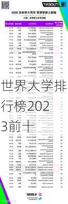 世界大学排行榜2023前十