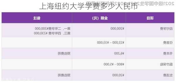 上海纽约大学学费多少人民币