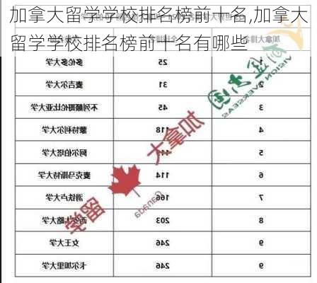 加拿大留学学校排名榜前十名,加拿大留学学校排名榜前十名有哪些