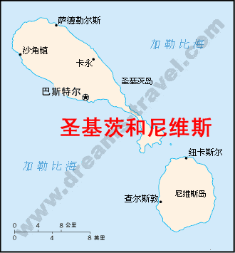 圣基茨和尼维斯卫星地图,圣基茨和尼维斯卫星地图对比