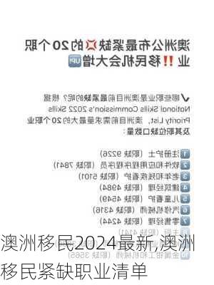 澳洲移民2024最新,澳洲移民紧缺职业清单