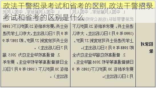 政法干警招录考试和省考的区别,政法干警招录考试和省考的区别是什么