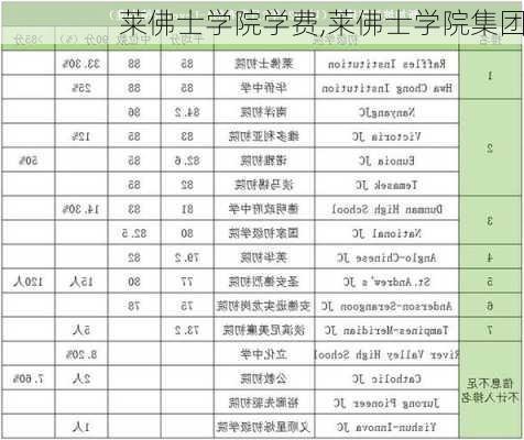 莱佛士学院学费,莱佛士学院集团