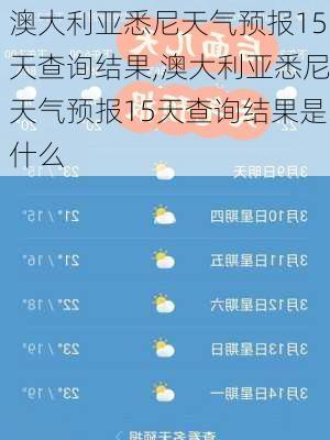 澳大利亚悉尼天气预报15天查询结果,澳大利亚悉尼天气预报15天查询结果是什么