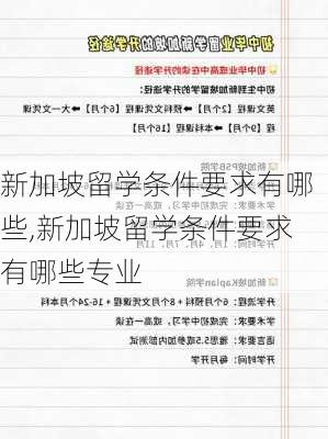 新加坡留学条件要求有哪些,新加坡留学条件要求有哪些专业