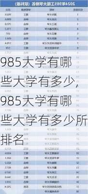 985大学有哪些大学有多少,985大学有哪些大学有多少所排名