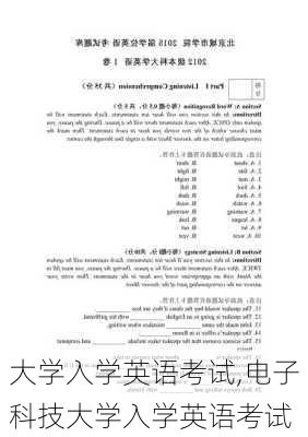 大学入学英语考试,电子科技大学入学英语考试