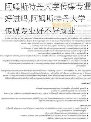 阿姆斯特丹大学传媒专业好进吗,阿姆斯特丹大学传媒专业好不好就业