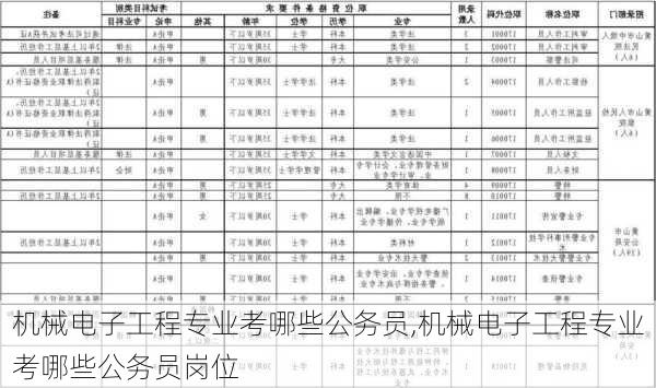 机械电子工程专业考哪些公务员,机械电子工程专业考哪些公务员岗位