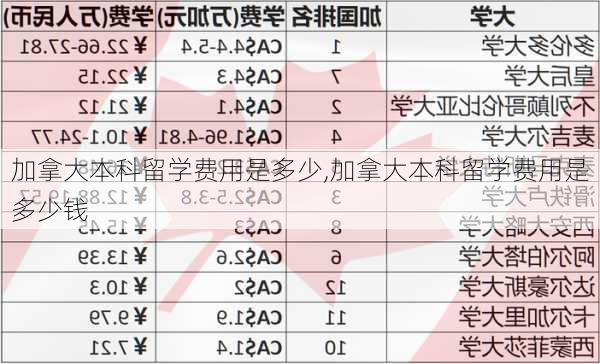 加拿大本科留学费用是多少,加拿大本科留学费用是多少钱