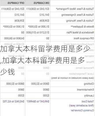 加拿大本科留学费用是多少,加拿大本科留学费用是多少钱