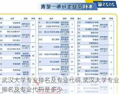 武汉大学专业排名及专业代码,武汉大学专业排名及专业代码是多少