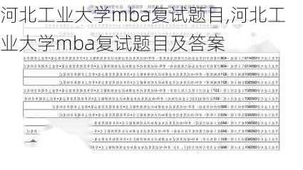 河北工业大学mba复试题目,河北工业大学mba复试题目及答案