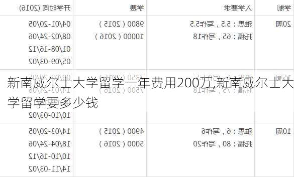 新南威尔士大学留学一年费用200万,新南威尔士大学留学要多少钱