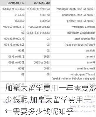 加拿大留学费用一年需要多少钱呢,加拿大留学费用一年需要多少钱呢知乎