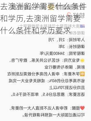 去澳洲留学需要什么条件和学历,去澳洲留学需要什么条件和学历要求