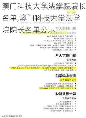 澳门科技大学法学院院长名单,澳门科技大学法学院院长名单公示