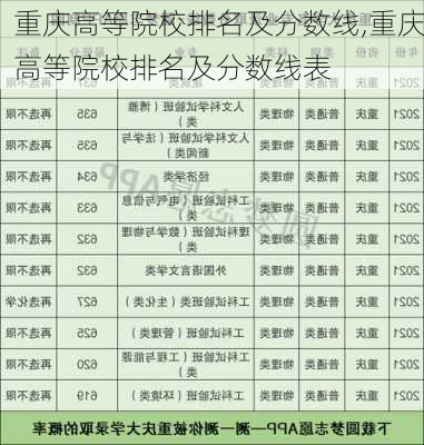 重庆高等院校排名及分数线,重庆高等院校排名及分数线表