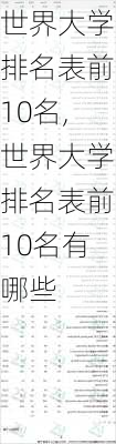 世界大学排名表前10名,世界大学排名表前10名有哪些