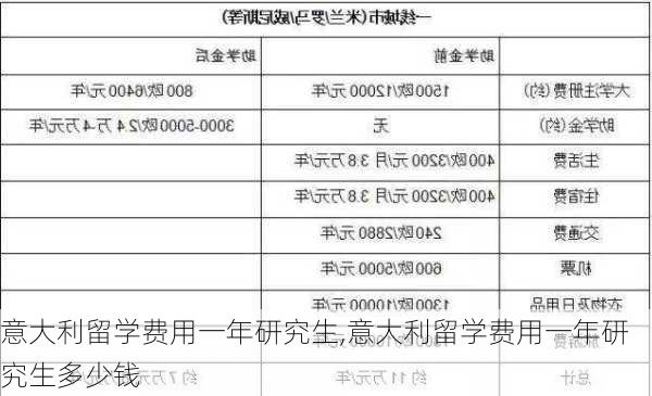 意大利留学费用一年研究生,意大利留学费用一年研究生多少钱