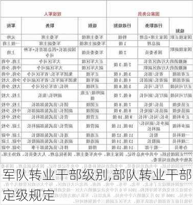 军队转业干部级别,部队转业干部定级规定