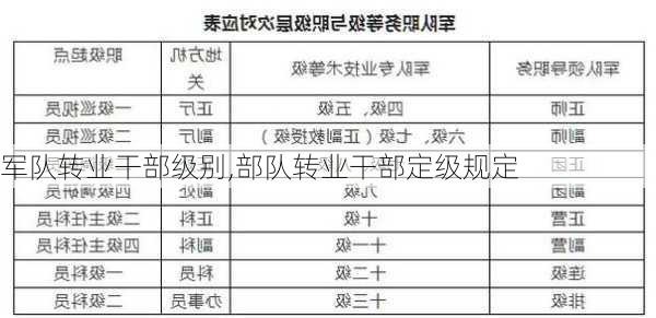 军队转业干部级别,部队转业干部定级规定