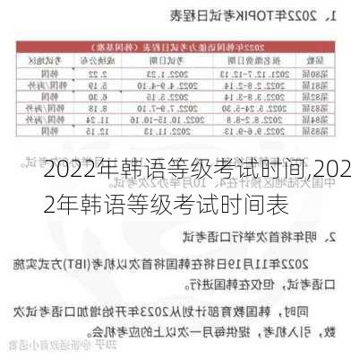 2022年韩语等级考试时间,2022年韩语等级考试时间表