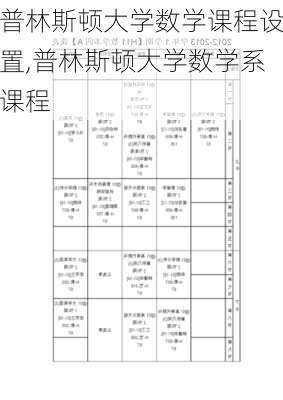 普林斯顿大学数学课程设置,普林斯顿大学数学系课程