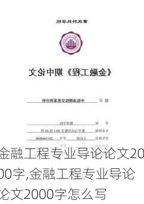 金融工程专业导论论文2000字,金融工程专业导论论文2000字怎么写