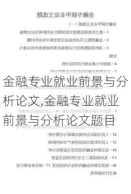 金融专业就业前景与分析论文,金融专业就业前景与分析论文题目