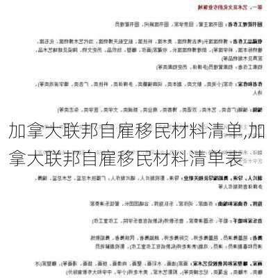 加拿大联邦自雇移民材料清单,加拿大联邦自雇移民材料清单表