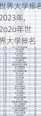 世界大学排名2023年,2o2o年世界大学排名