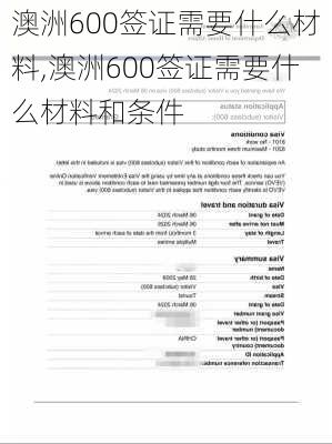 澳洲600签证需要什么材料,澳洲600签证需要什么材料和条件