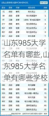 山东985大学名单有哪些,山东985大学名单有哪些学校