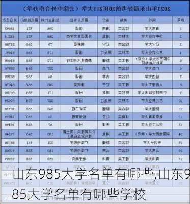 山东985大学名单有哪些,山东985大学名单有哪些学校