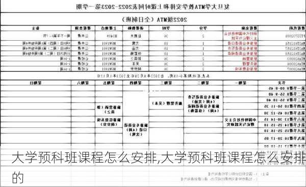 大学预科班课程怎么安排,大学预科班课程怎么安排的