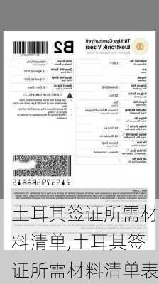 土耳其签证所需材料清单,土耳其签证所需材料清单表