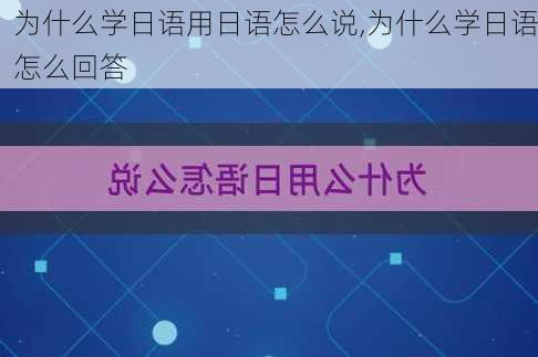 为什么学日语用日语怎么说,为什么学日语怎么回答