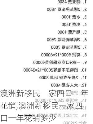 澳洲新移民一家四口一年花销,澳洲新移民一家四口一年花销多少