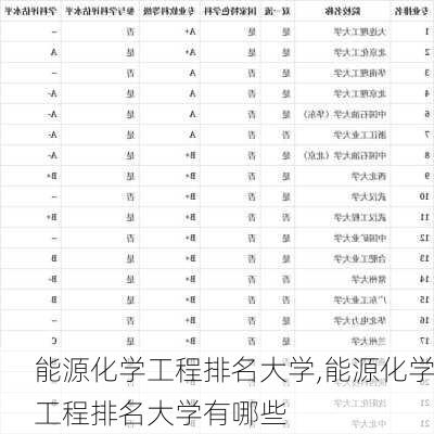 能源化学工程排名大学,能源化学工程排名大学有哪些