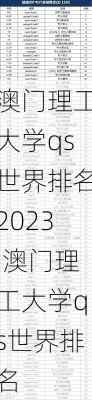 澳门理工大学qs世界排名2023,澳门理工大学qs世界排名