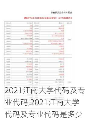 2021江南大学代码及专业代码,2021江南大学代码及专业代码是多少