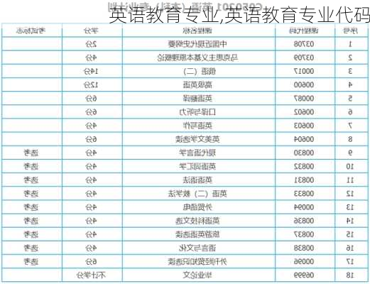 英语教育专业,英语教育专业代码