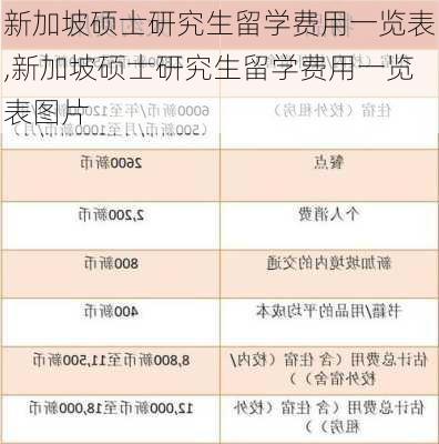 新加坡硕士研究生留学费用一览表,新加坡硕士研究生留学费用一览表图片